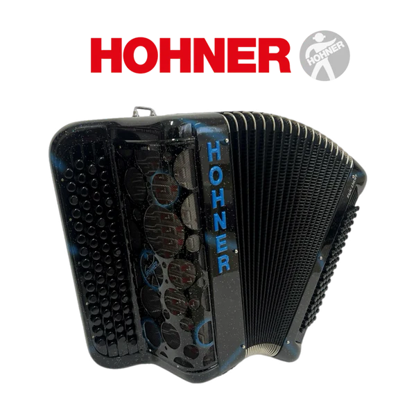 Accordéon chromatique Hohner fun light 80 à touche bouton couleur noir et bleu
