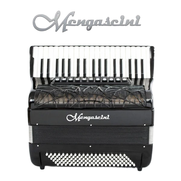 Accordéon chromatique Mengascini 37 P3 Converter à touche piano couleur noir de face