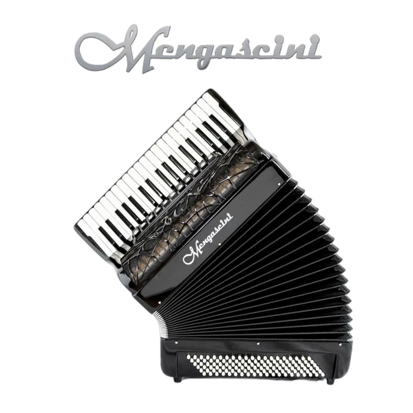 Accordéon chromatique Mengascini 37 P3 converter à touche piano couleur noir ouvert