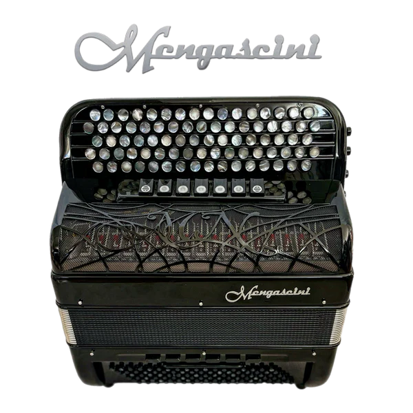 Accordéon chromatique Mengascini 47 C3 Converter à touche bouton couleur noir soufflet fermé