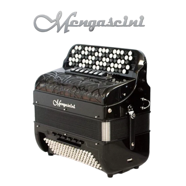 Accordéon chromatique mengascini 47 C3 converter à touche bouton couleur noir