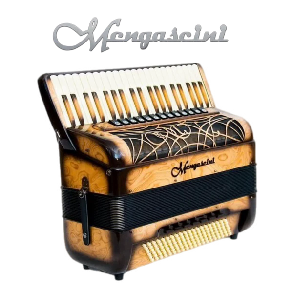 Accordéon chromatique Mengascini Executive 22C à touche piano couleur bois obscur