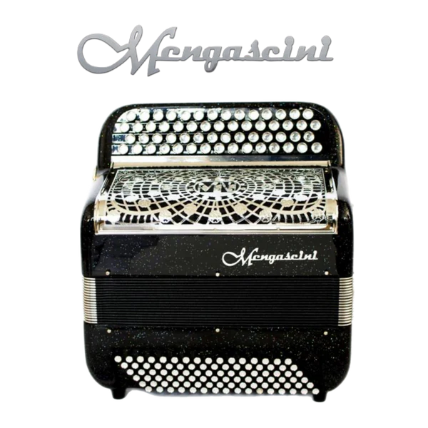 Accordéon chromatique Mengascini noir pailleté à bouton