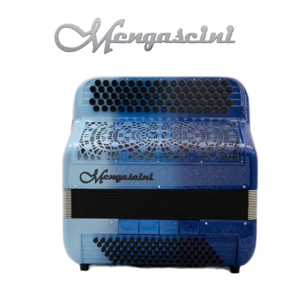 Accordéon chromatique Mengascini F11 cassotto à touche bouton couleur bleu dégradé