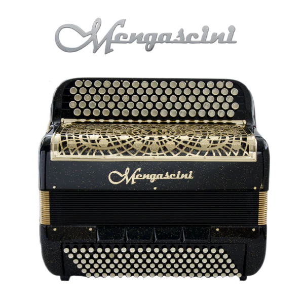 Accordéon chromatique Mengascini F6 à touche bouton couleur noir pailleté