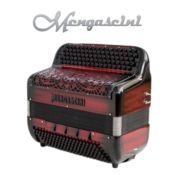 Accordéon chromatique Mengascini F6 à touche bouton couleur rouge foncé