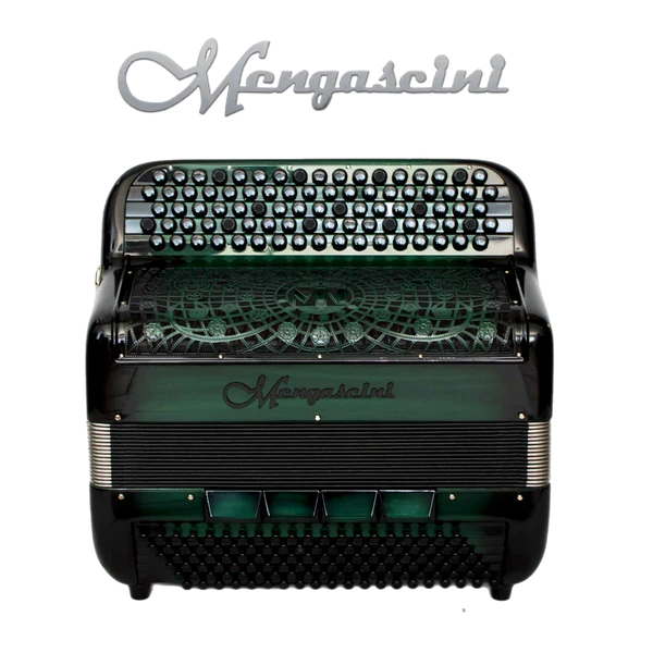 Accordéon chromatique Mengascini F6 à touche bouton couleur vert foncé
