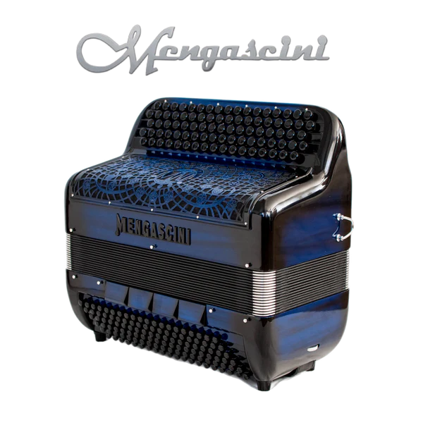 Accordéon chromatique Mengascini Mini F5 à touche bouton couleur bleu abysse