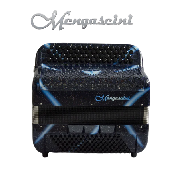Accordéon chromatique Mengascini Musette à touche bouton couleur bleu étoilé