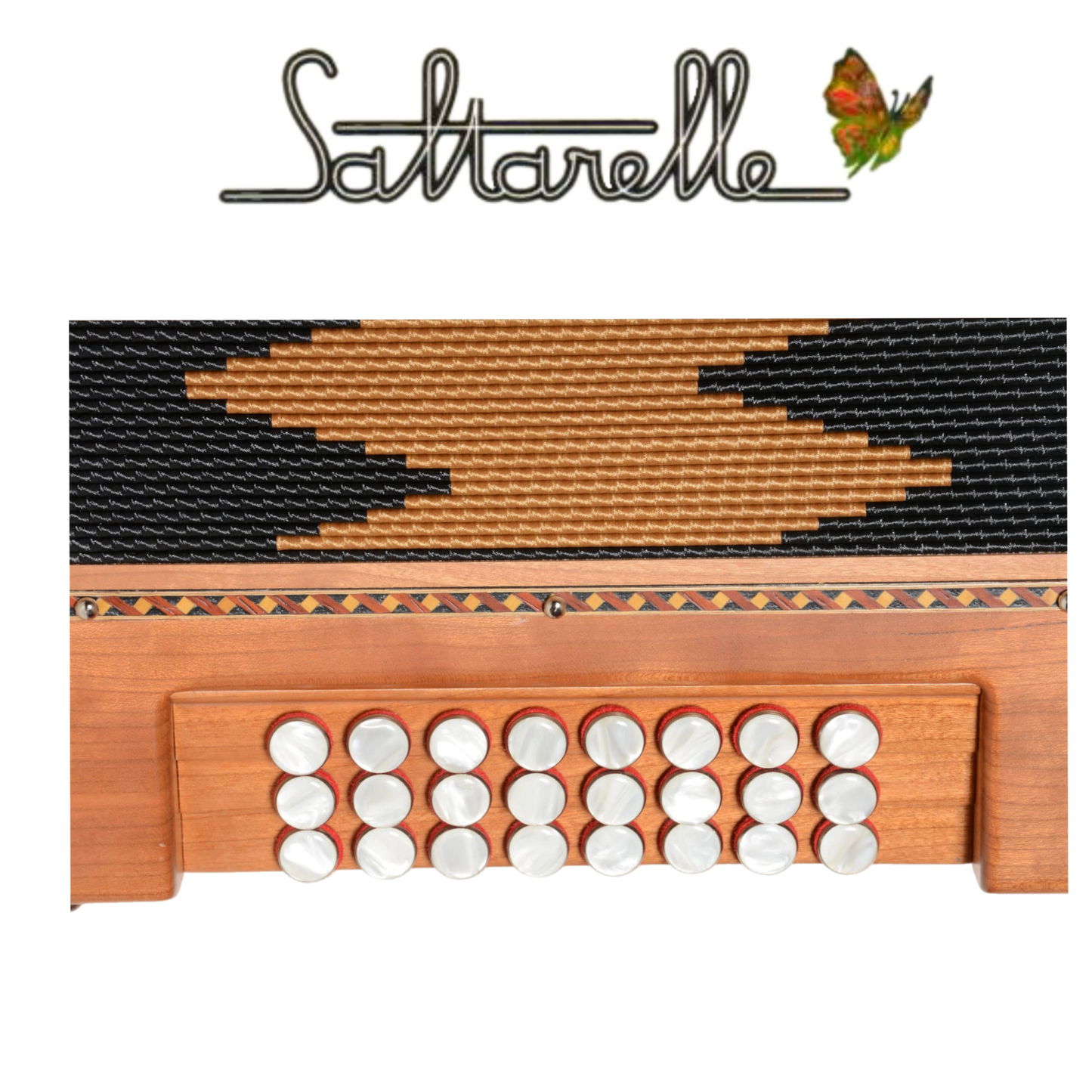 Accordéon Diatonique Saltarelle Kobe en Bois de Cerisier Vu des Basses