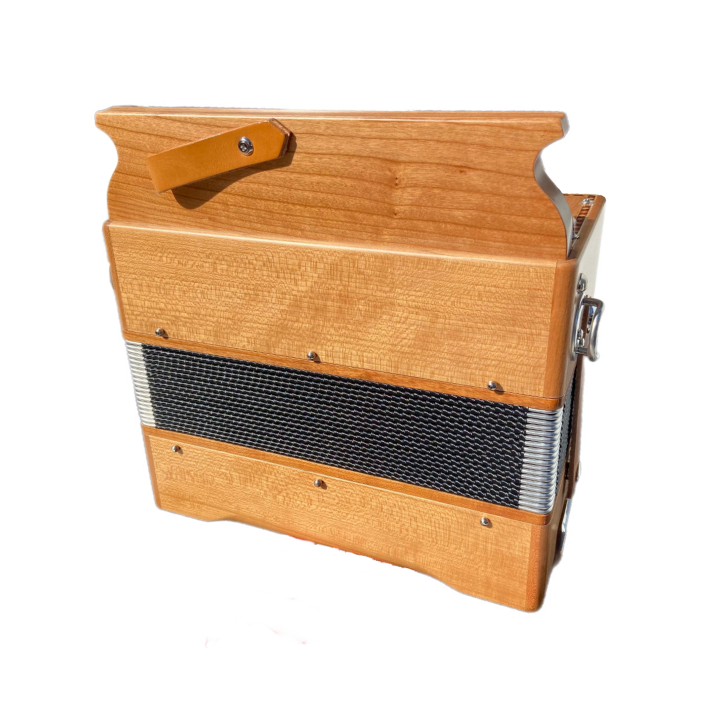 Accordéon Diatonique Saltarelle Bouëbe en Bois de Cerisier Vu de Dos