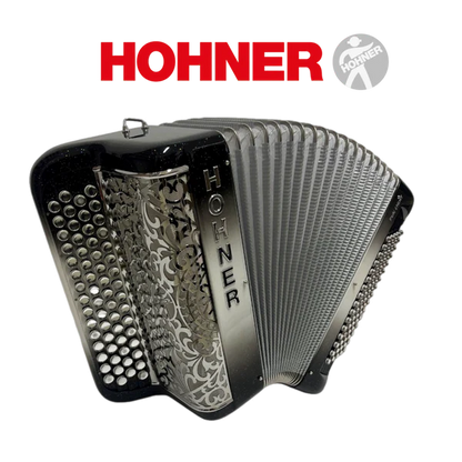 Accordéon chromatique Hohner fun light 80 à touche bouton couleur noir dégradé gris
