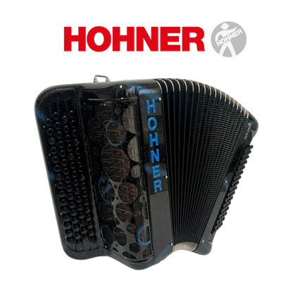 Accordéon chromatique Hohner fun light 80 à touche bouton couleur noir et bleu