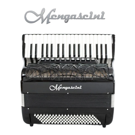 Accordéon chromatique Mengascini 37 P3 Converter à touche piano couleur noir de face