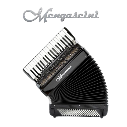 Accordéon chromatique Mengascini 37 P3 converter à touche piano couleur noir ouvert