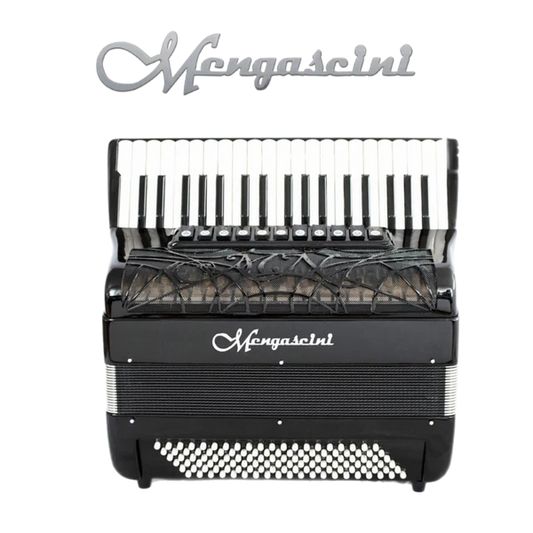 Accordéon chromatique Mengascini 37 P4 converter à touche piano couleur noir de face