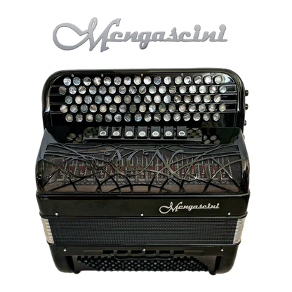 Accordéon chromatique Mengascini 47 C3 Converter à touche bouton couleur noir soufflet fermé