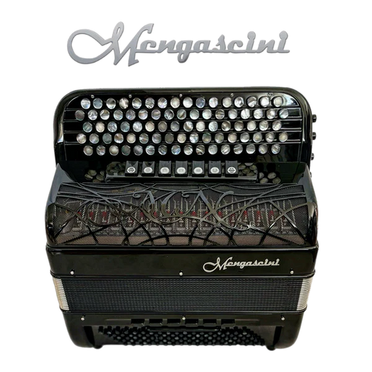 Accordéon chromatique Mengascini 47 C3 Converter à touche bouton couleur noir soufflet fermé