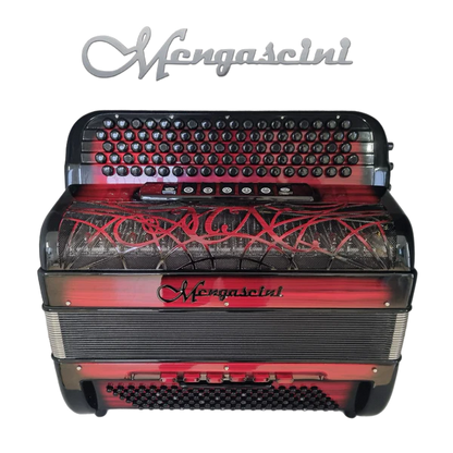 Accordéon chromatique Mengascini 56 C3 Converter à touche bouton couleur rouge et noir