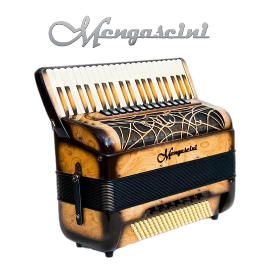 Accordéon chromatique Mengascini Executive 22C à touche piano couleur bois obscur