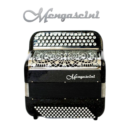 Accordéon chromatique Mengascini noir pailleté à bouton