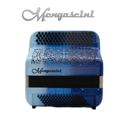 Accordéon chromatique Mengascini F11 cassotto à touche bouton couleur bleu dégradé