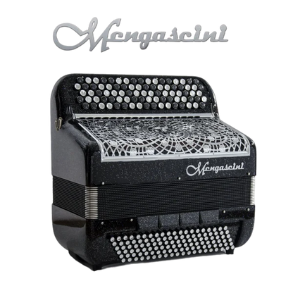 Accordéon chromatique Mengascini F11 cassotto à touche bouton couleur noir paillete