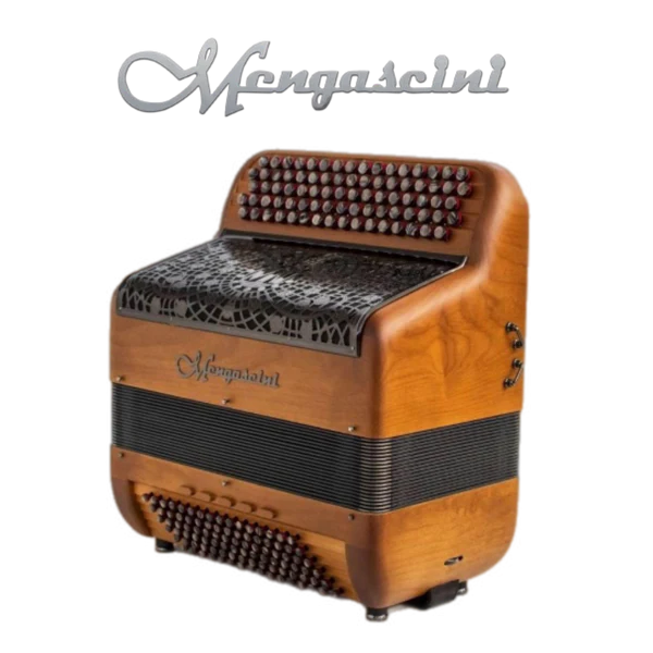 Accordéon chromatique Mengascini F20 cassotto à touche bouton couleur bois