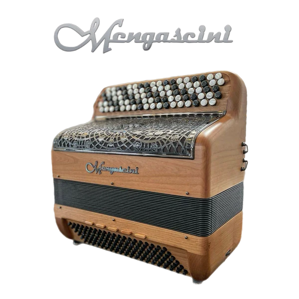 Accordéon chromatique Mengascini F21 cassotto à touche bouton couleur bois