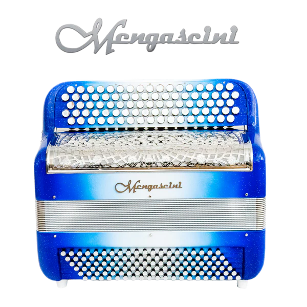 Accordéon chromatique Mengascini F4 super à touche bouton couleur bleu paradis