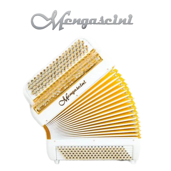 accordéon chromatique mengascini F4 super à touche bouton couleur or blanc