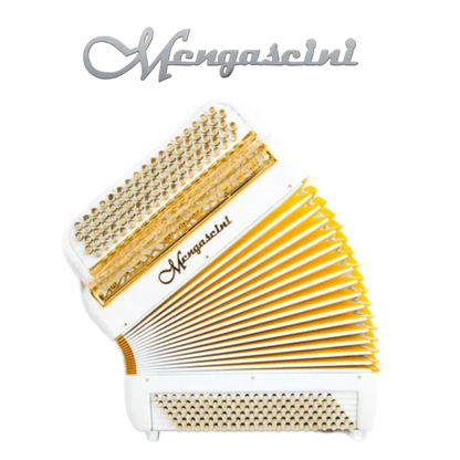accordéon chromatique mengascini F4 super à touche bouton couleur or blanc