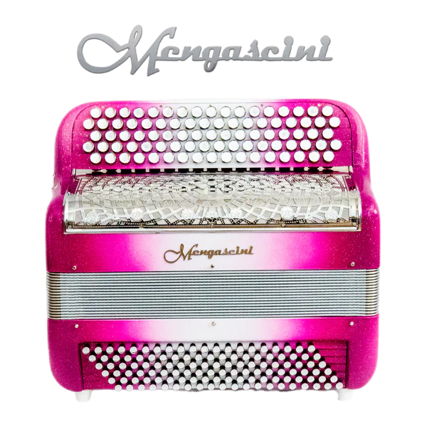 Accordéon chromatique Mengascini F4 super à touche bouton couleur rose paradis