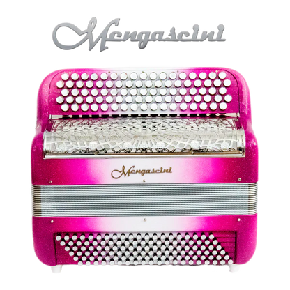 Accordéon chromatique Mengascini F4 super à touche bouton couleur rose paradis