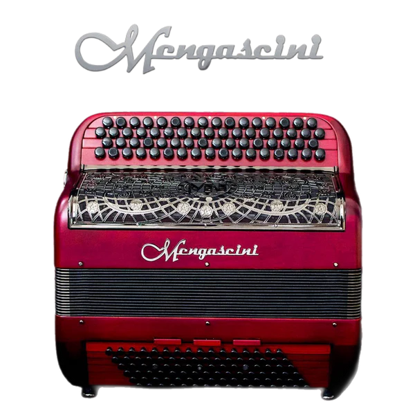 Accordéon chromatique Mengascini F5 à touche bouton couleur rouge bordeaux