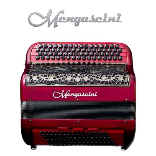 Accordéon chromatique Mengascini F5 à touche bouton couleur rouge bordeaux