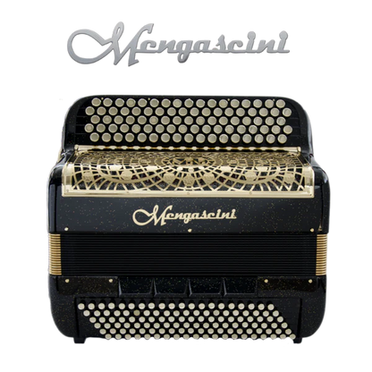 Accordéon chromatique Mengascini F6 à touche bouton couleur noir pailleté