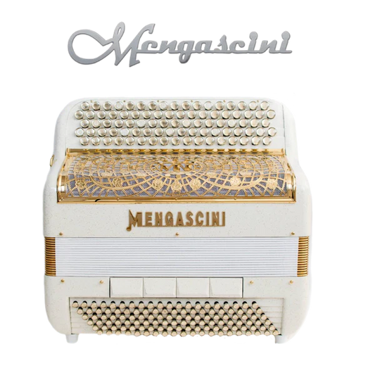 Accordéon chromatique Mengascini F6 à touche bouton couleur or blanc