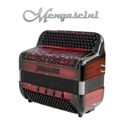 Accordéon chromatique Mengascini F6 à touche bouton couleur rouge foncé