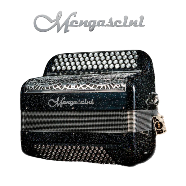 Accordéon chromatique Mengascini Mini F5 à touche bouton couleur noir pailleté