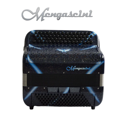 Accordéon chromatique Mengascini Musette à touche bouton couleur bleu étoilé