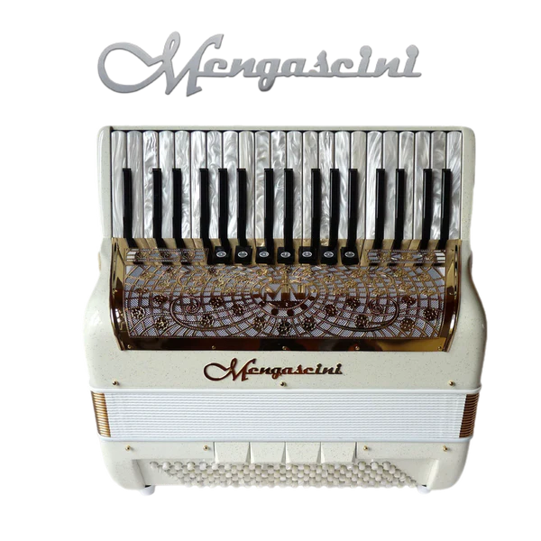 Accordéon chromatique Mengascini Preferita 373 à touche piano couleur blanc