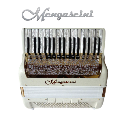 Accordéon chromatique Mengascini Preferita 373 à touche piano couleur blanc