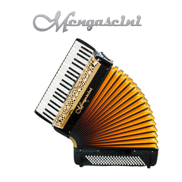 Accordéon chromatique Mengascini preferita 413 à touche piano couleur noir or