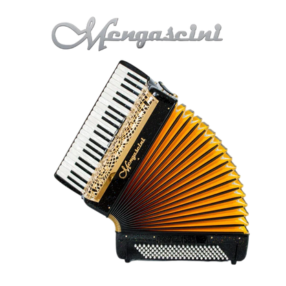Accordéon chromatique Mengascini preferita 413 à touche piano couleur noir or