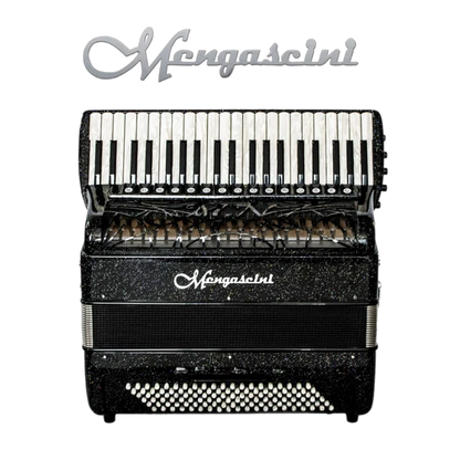 Accordéon chromatique Mengascini P125 converter à touche piano couleur noir vu de face