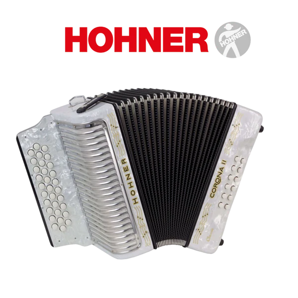 Accordéon diatonique Hohner corona 2 à touche bouton couleur blanc