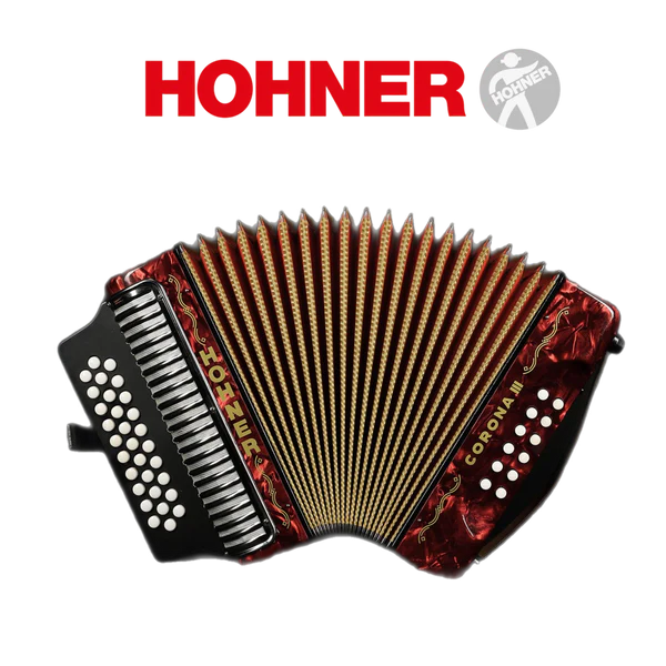 Accordéon diatonique Hohner corona 3 à touche bouton couleur rouge