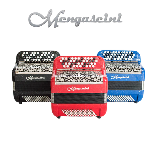 Accordéon chromatique Mengascini Junior à touche bouton couleur noir rouge ou bleu