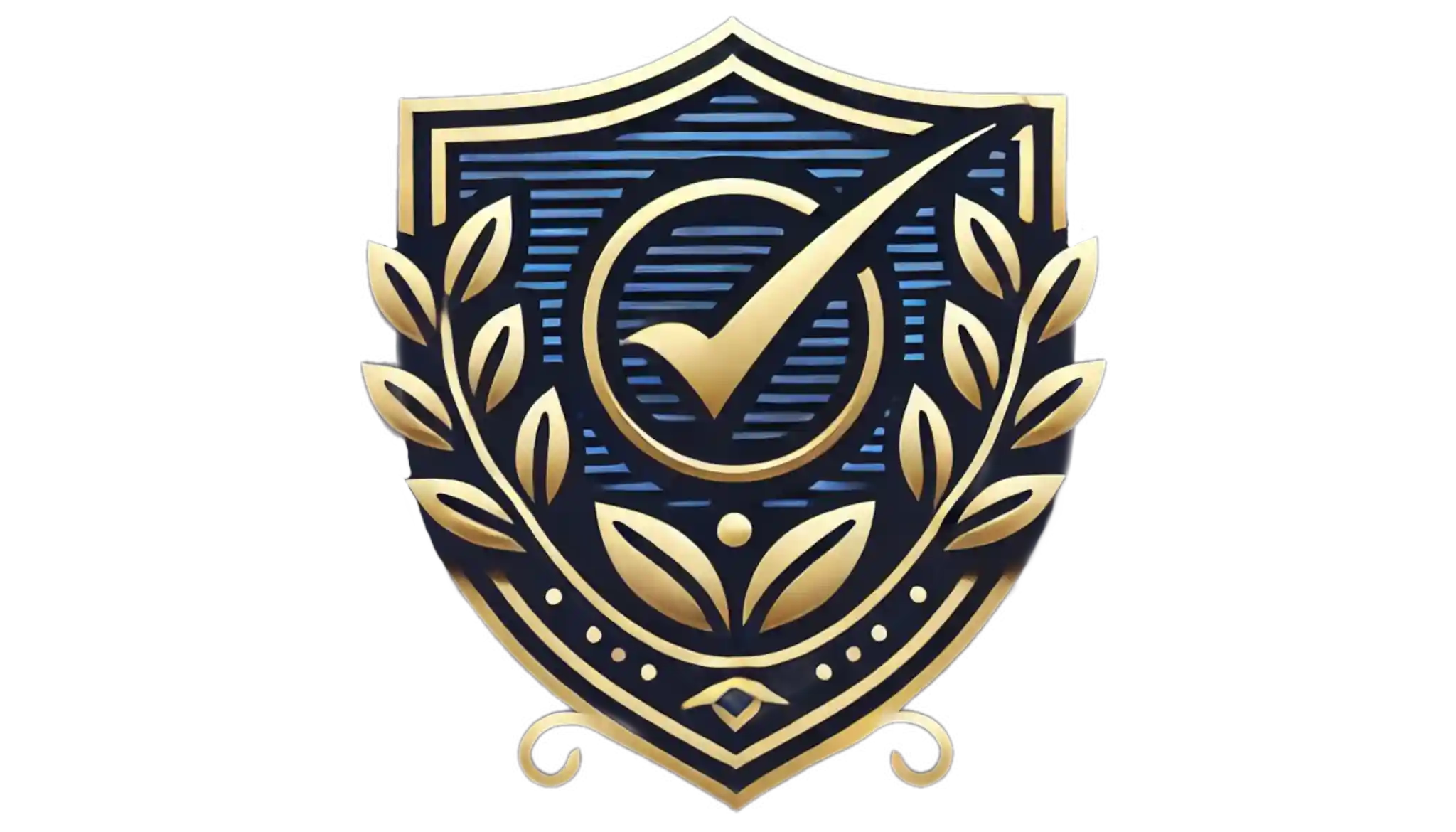 Logo garantie et authenticité en forme de bouclier bleu et or validé